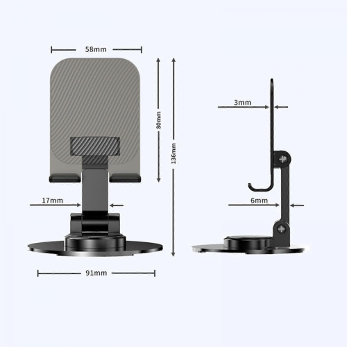 (Black) White Foldable 360 Rotating Phone Tablet Stand for Video Live 2