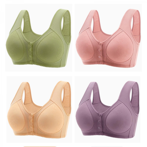 (bean paste, 46) Front Closure Wire-Free Bras for Older Women, Comfortable & Convenient 1