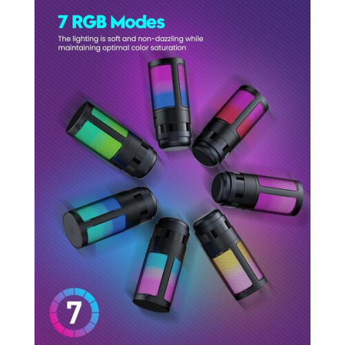 Microfone para Jogos com Iluminação RGB e Captação Cardioide, Compatível com PC e PS5, Plug and Play, Braço Flexível, Controle de Volume 1