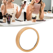 Portable Wood Mirror with Wooden Handle, Round