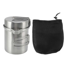 Camping Cookware Set, Stainless Steel Portable Folding Pot with Windproof Wood Stove for Outdoor Camping Picnics