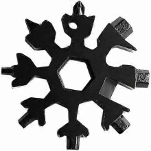 Multifunctional Tool Card, 18-in-1 Stainless Steel Snowflake Design with Key Ring for Outdoor Camping, Cycling, DIY Emergency Use (6.4cm)