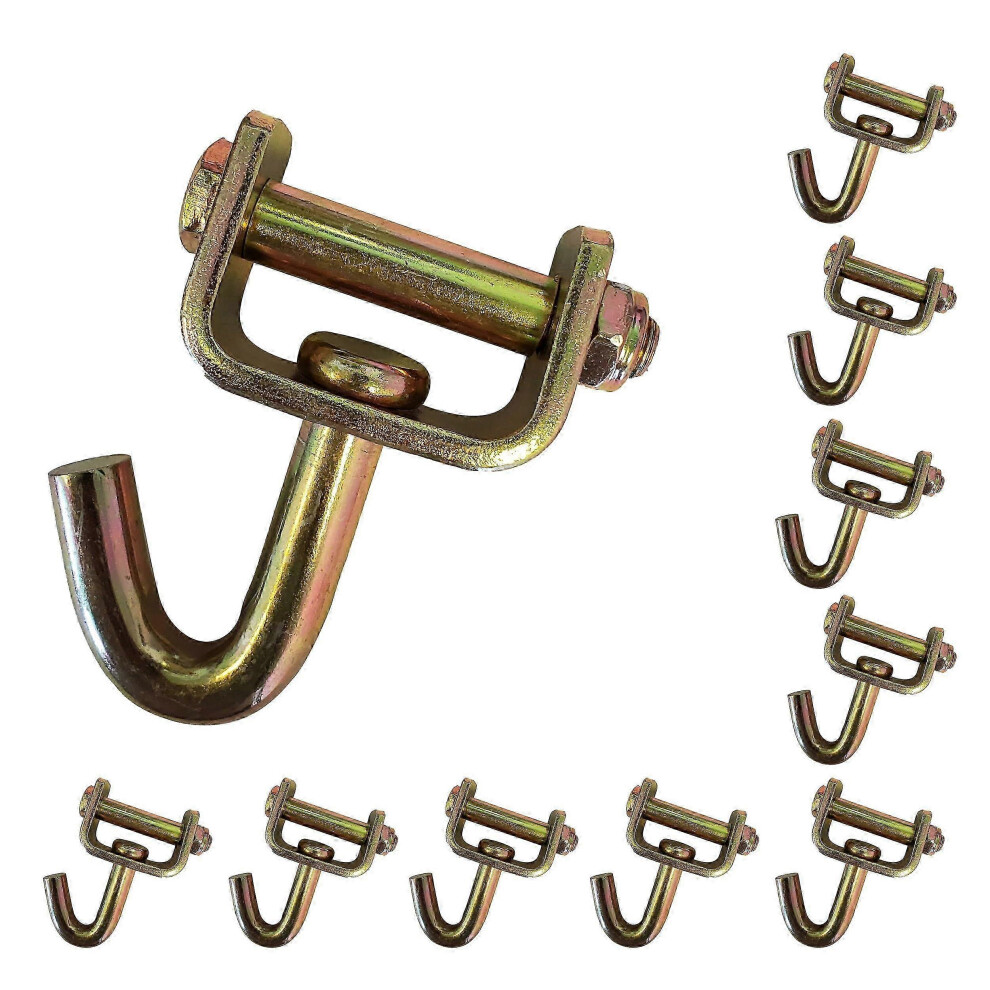 Swivel J Hook Compatible With 2 Inch Ratchet Straps, 3333 Lbs Working Load, 10 Pack For Transport Securing Cargo Control 6901508430853