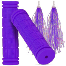 Bicycle Handlebar Grips Anti-Slip with Streamers for Mountain Road Kids Bikes, Durable PVC Replacement Set