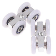 Schiebetürrollen, 2er-Set, aus Kunststoff und Aluminium, Raddurchmesser: 2 cm, Abmessungen: 4,3 x 2,1 x 2 cm