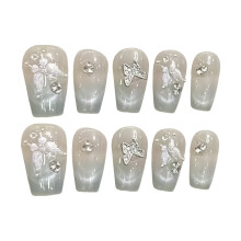 (1806) French Cat Eyes Tip Resin Nail Extension with Natural and Smooth Edge Nails for Daily and Parties Wearing