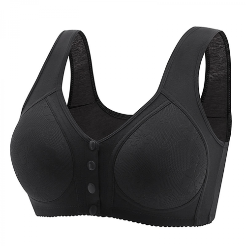 (black, 36) Front Closure Wire-Free Bras for Older Women, Comfortable & Convenient