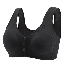 (black, 40) Front Closure Wire-Free Bras for Older Women, Comfortable & Convenient