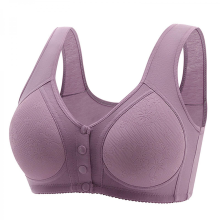 (purple, 42) Front Closure Wire-Free Bras for Older Women, Comfortable & Convenient