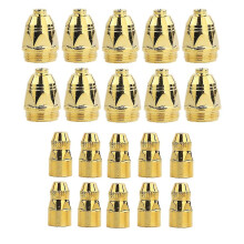 Plasma Cutter Consumables 10 Sets Pack, Hafnium Electrodes Nozzles 1.3mm, for CUT-70/80/100/120 Plasma Cutters, Durable Metal Parts