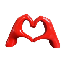 (Red) Love Heart Hand Figurine Resin Statue Sculpture Home Decor