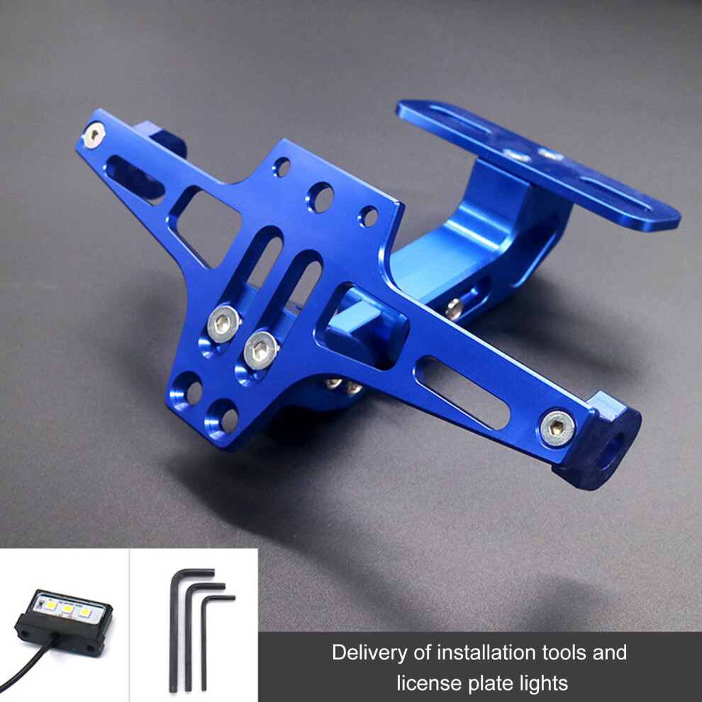 (Blue) Universal Motorcycle Led License Plate Holder For Yamaha Kawasaki Blue 6001832705198