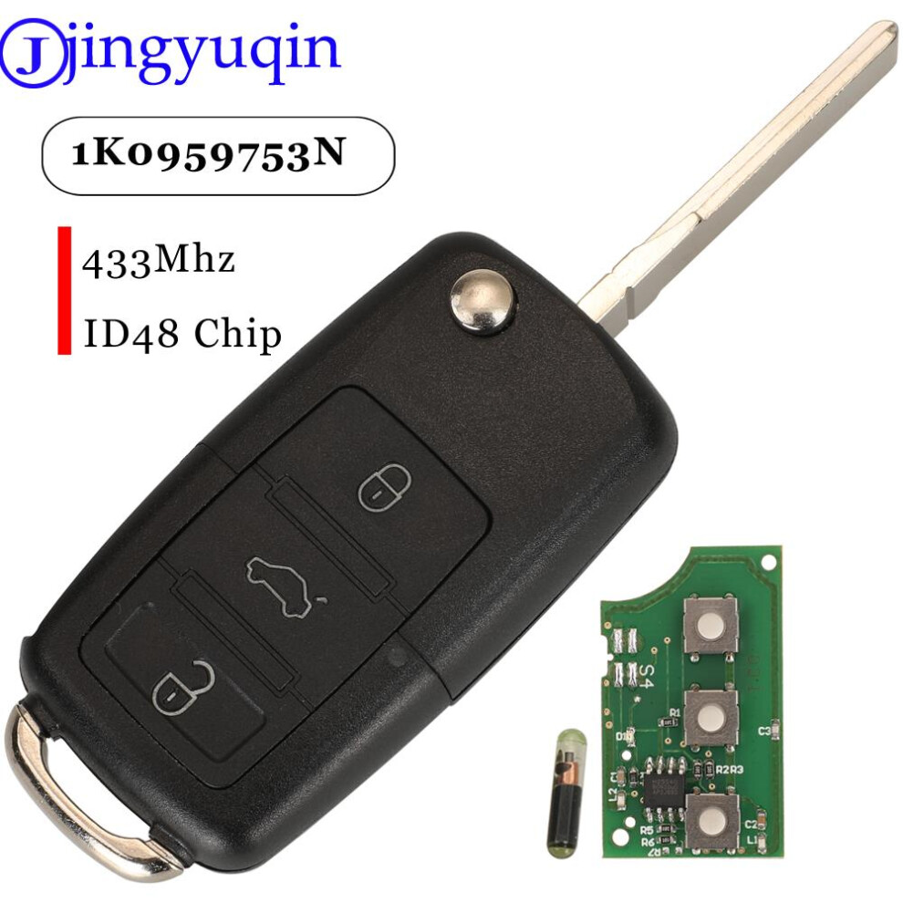 3 Buttons Smart Remote Car Key Fob 433Mhz Id48 Chip 1K0959753n For Vw Golf Jetta Tiguan Polo With Hu66 Blade 7N5837202 6935161678611