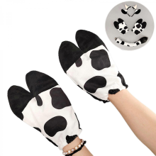 (Cow hoof black white) Cow Costume Set: Ears Headband, Tail, Gloves for Halloween Cosplay