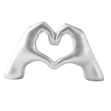 (Silver) Love Heart Hand Figurine Resin Statue Sculpture Home Decor