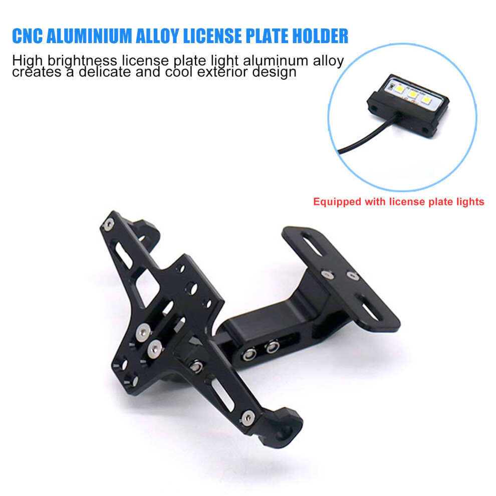 (Black) Universal Led Motorcycle License Plate Holder Black 6957086530799