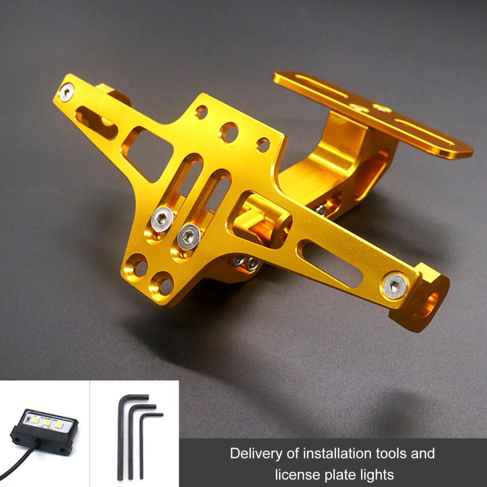 (Gold) Universal Motorcycle Led License Plate Holder For Yamaha/Kawasaki Gold 6017806828350