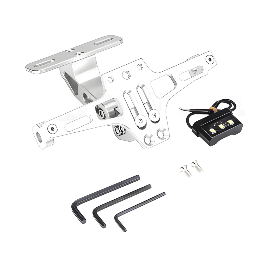 (Silver) Universal Motorcycle Led License Plate Holder For Yamaha/Kawasaki Silver 6017806828329