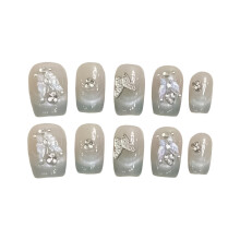 (1800) French Cat Eyes Tip Resin Nail Extension with Natural and Smooth Edge Nails for Daily and Parties Wearing