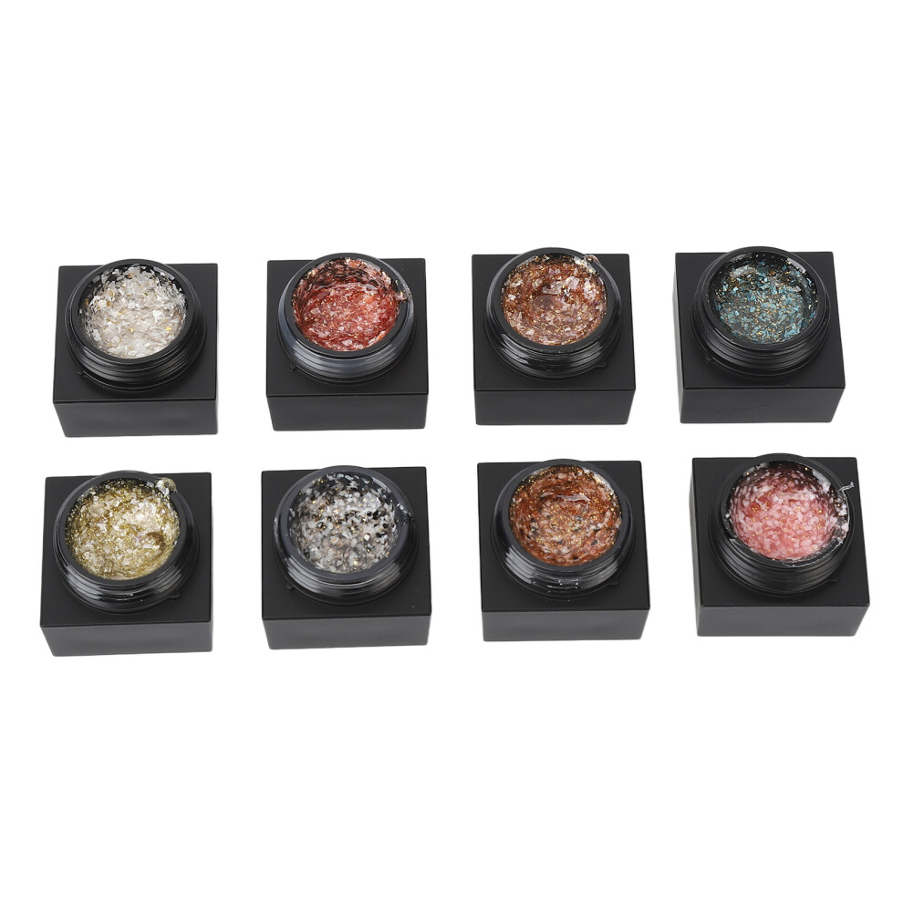 8 Colors Nail Sand Shell Gel Polish Set â Shine & Glitter UV Soak Off