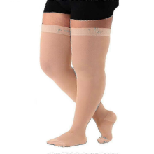 (Beige, 3XL) Medizinische Kompressionsstrümpfe 5XL (34–46 mmHg), oberschenkelhoch, geschlossene Zehen, zur Unterstützung bei Krampfadern