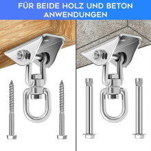 360 drehbarer Aufhängehaken, Tragfähigkeit 450 kg, Edelstahl, für Hängematten, Schaukeln und Fitnessgeräte, Deckenmontage.