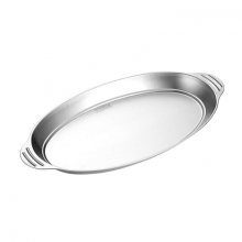 (M) Plat à rôtir ovale en acier inoxydable avec poignées pour poissons grillés, dindes, lasagnes