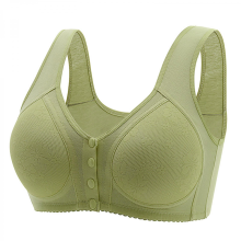 (green, 36) Front Closure Wire-Free Bras for Older Women, Comfortable & Convenient