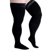 (Black, XXL) Medizinische Kompressionsstrümpfe 5XL (34–46 mmHg), oberschenkelhoch, geschlossene Zehen, zur Unterstützung bei Krampfadern