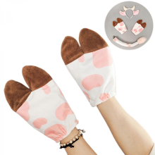 (Cow hoof pink white) Cow Costume Set: Ears Headband, Tail, Gloves for Halloween Cosplay