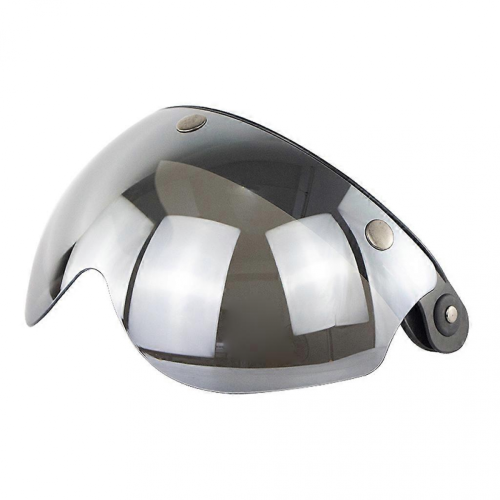 (Silver) Visière coupe-vent à 3 boutons-pression pour casques de moto