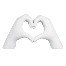 (White) Love Heart Hand Figurine Resin Statue Sculpture Home Decor