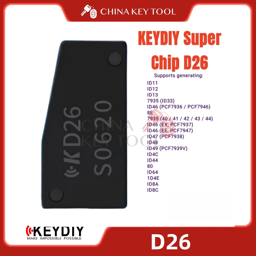 Keydiy D26 Super Chip Supports Generating 8A 8C Pcf7935 Pcf7936 Id46 Id47 Id48 Id49 Id4d Id80 Id64 Id4e For Kd-X2 Kd-Max Kd-X4 6935161689204