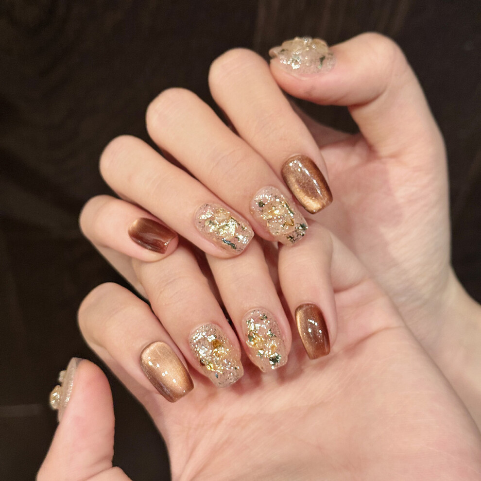 Penghui-Toys (M) Women Short Square Press On Nails Handmade Glossy Square Fake Nails For Diy Nail Design Art Salon