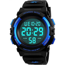 Boys Digital Sports Watch 50M Waterproof with LED Backlight, Date, Alarm and Stopwatch - Shockproof PU Strap
