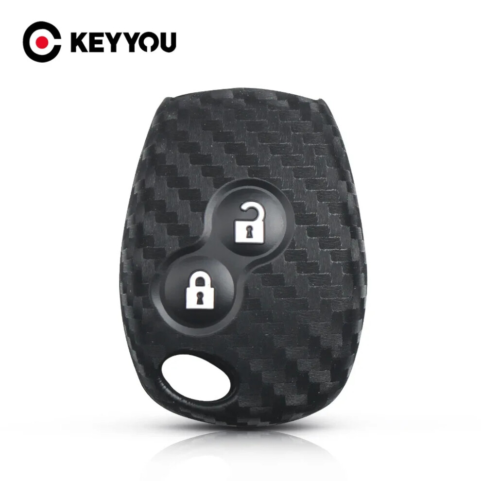 Key Rings Carbon Silicone Car Key Case 2 Buttons For Renault Duster Clio Dacia 3 Twingo Logan Sandero Modus For Nissan 6935161689051