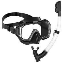 Panorama-Tauchmaske mit drei Sichtfenstern für Kinder und Jugendliche, verstellbarem Kopfband und wasserdichtem Silikonrand.