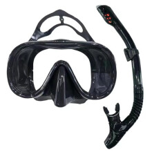 Diving Mask and Snorkel Set with Tempered Glass Panoramic View for Adults and Youth, Swimming Training and Underwater Exploration Gear