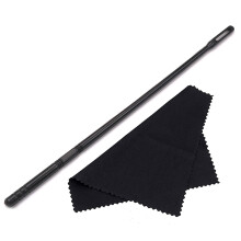 Pau de Limpeza de Flauta de Plástico Preto 345mm com Pano para Manutenção e Cuidado de Instrumentos de Madeira