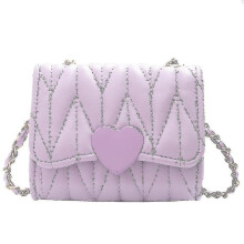 Girls Crossbody Bag Mini PU Leather Purse for Children Adjustable Strap Purple Coin Wallet