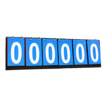 Portable Scoreboard 6-Digit with Flip Numbers for Basketball Tennis Volleyball, PU Metal Construction, Red/Blue, Indoor Outdoor Use