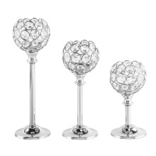 (Silver, Three piece Suit) European Mini Crystal Candlestick Durable and Lightweight Metal Candleholder for Study Room Decor Ornament