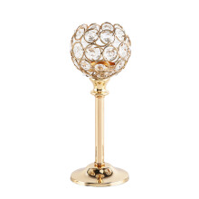(Gold, M) European Mini Crystal Candlestick Durable and Lightweight Metal Candleholder for Study Room Decor Ornament