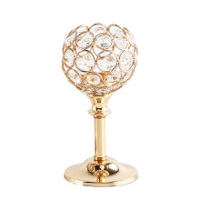(Gold, S) European Mini Crystal Candlestick Durable and Lightweight Metal Candleholder for Study Room Decor Ornament