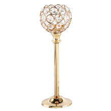 (Gold, L) European Mini Crystal Candlestick Durable and Lightweight Metal Candleholder for Study Room Decor Ornament