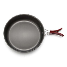 Frying Pan Non-Stick Aluminium Folding Handle for Outdoor Camping Picnic BBQ, Portable Cookware Set of 2 Pans, Grey
