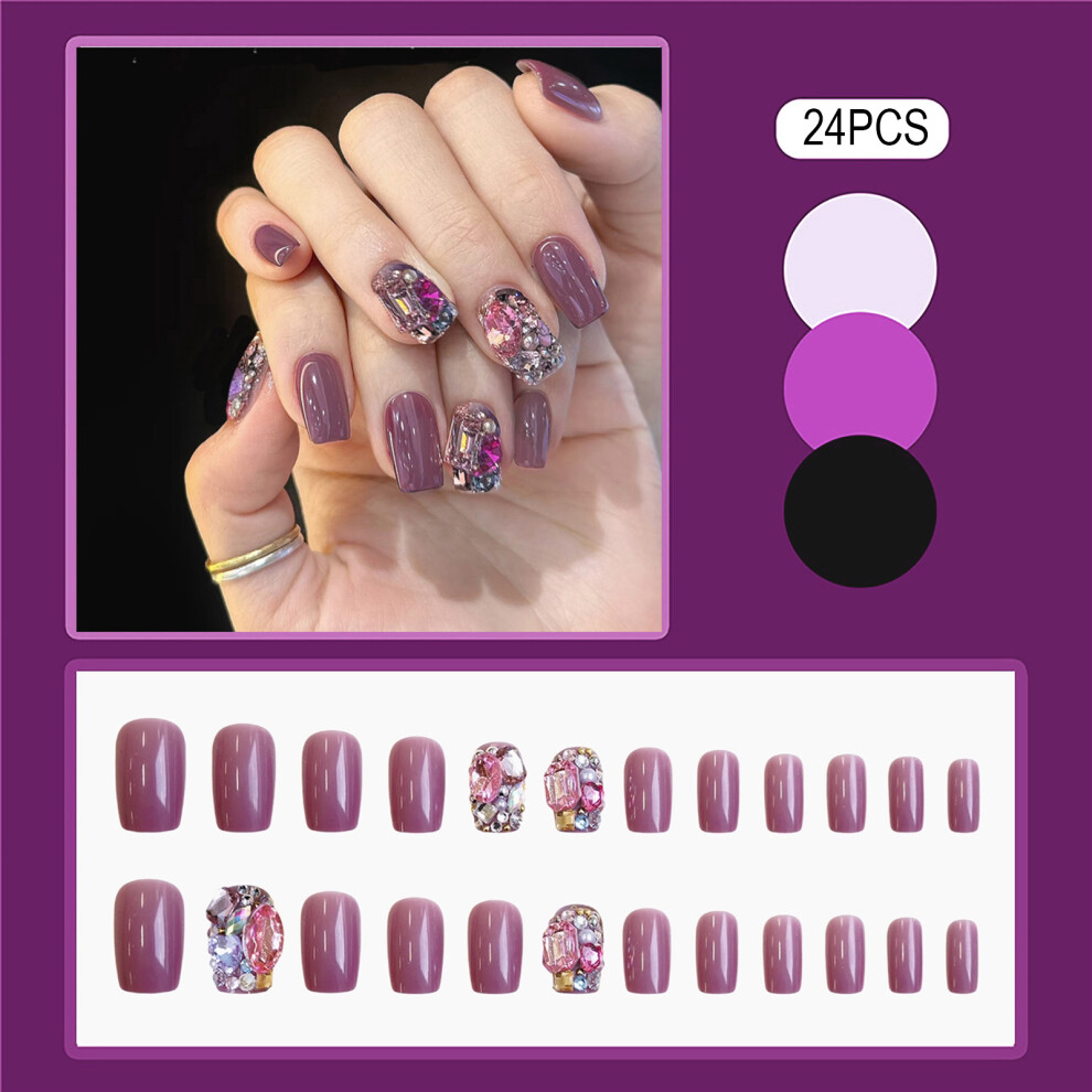 Reach-Tools 24Pcs Rhinestone Press-On Nails, Elegant Design