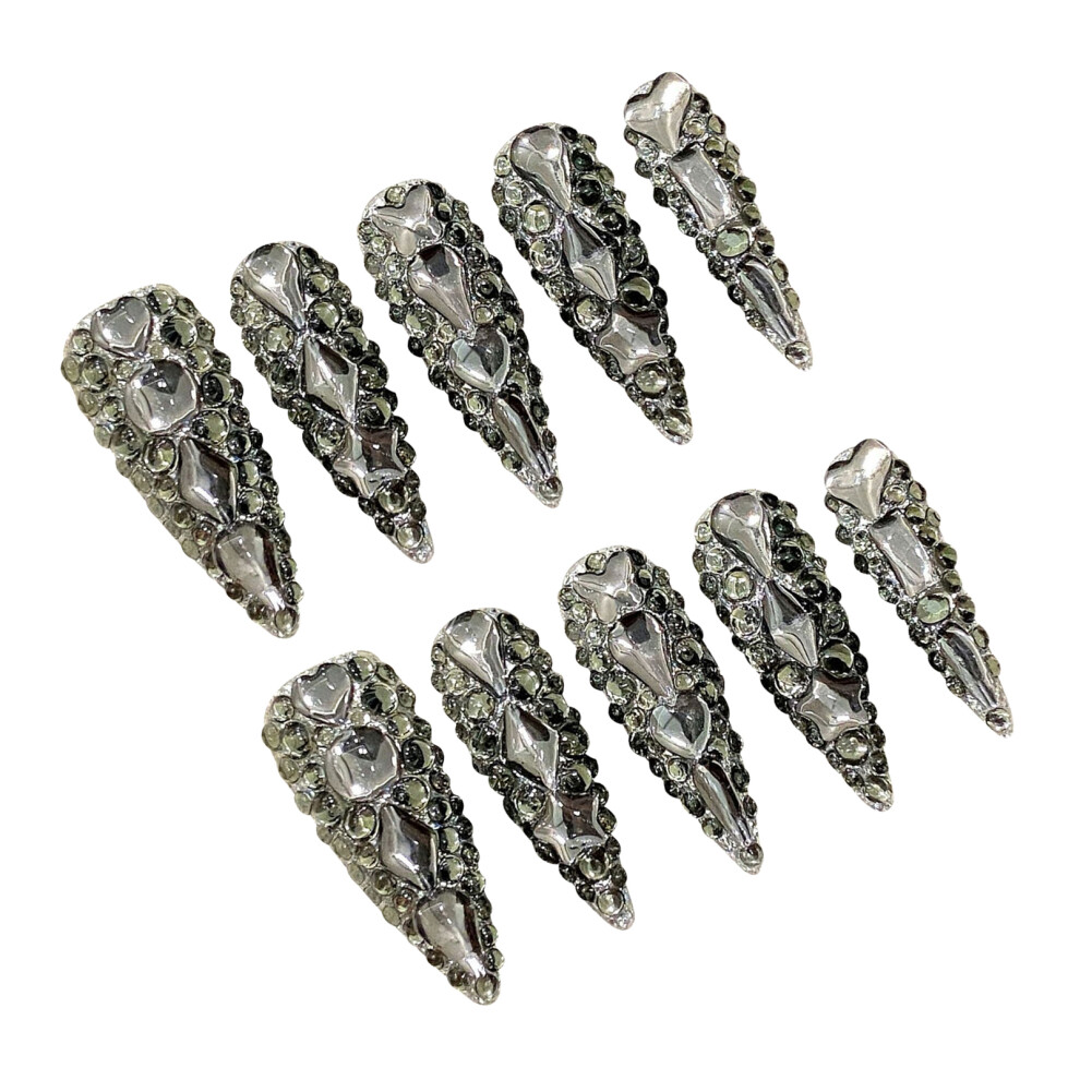 Dachuang Beauty (S) Rhinestone Resin Fake Nails, Chip-Proof For Women