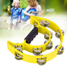 Handbell Tambourine Double Row Plastic Metal
