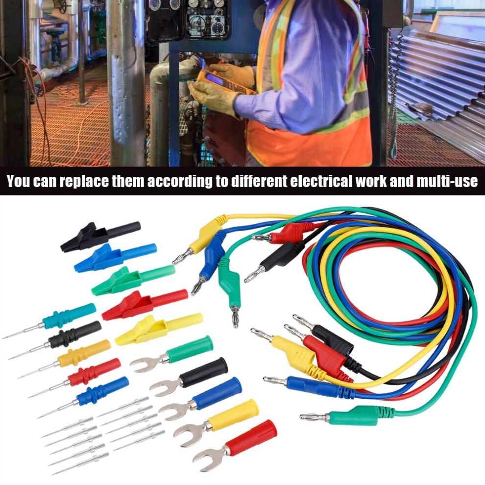 4Mm Banana To Banana Plug Test Lead Kit With Crocodile Clips & U Probes (P1036b) 3441392605614